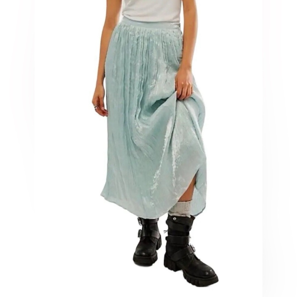 TALBOT y2k crinkle skirt power blue women XS kids sz12 dark fairy whimsigoth